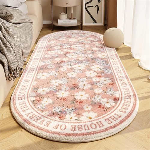 KTLCNDF Ovaler Teppich – Zotteliger Plüsch-Schlafzimmerteppich, rutschfeste, Waschbare Bodenmatte for Wohnheim/Wohnzimmer (31 X 63 Zoll)(Flower F,3'11" x 5'10") von KTLCNDF