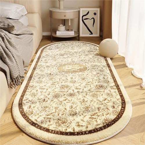 KTLCNDF Ovaler Teppich – Zotteliger Plüsch-Schlafzimmerteppich, rutschfeste, Waschbare Bodenmatte for Wohnheim/Wohnzimmer (31 X 63 Zoll)(Flower I,3'3" x 5'3") von KTLCNDF