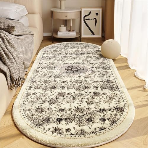 KTLCNDF Ovaler Teppich – Zotteliger Plüsch-Schlafzimmerteppich, rutschfeste, Waschbare Bodenmatte for Wohnheim/Wohnzimmer (31 X 63 Zoll)(Flower a,2'7" x 3'11") von KTLCNDF