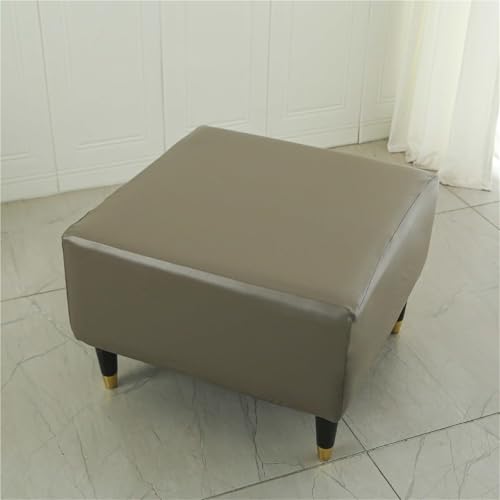 KTLCNDF Quadratischer Ottomanenbezug Aus PU-Leder – Wasserdichter Hocker-Schonbezug – rutschfeste, Elastische Passform for Ottomanen Mit Stauraum – Tier- Und Kinderfreundlich (1 Stück)(Khaki,2pcs) von KTLCNDF