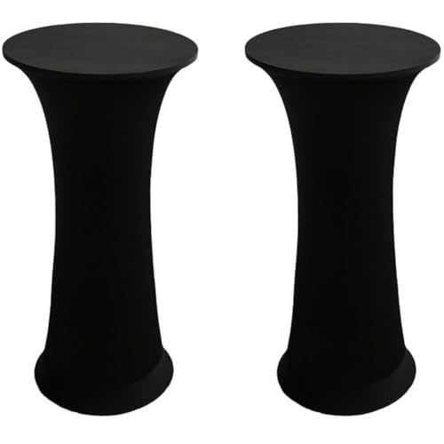 KTLCNDF Runde Stretch-Tischdecke, 2er-Pack (24/32 X 43 Zoll) – Elastische, Angepasste Cocktailtischdecke for Hochzeiten, Kneipen(Black,32x43Inch) von KTLCNDF