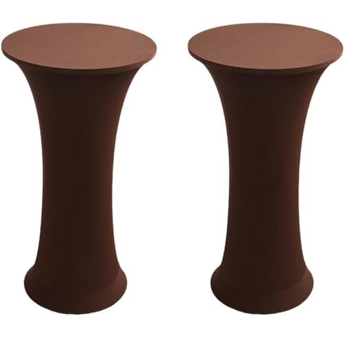 KTLCNDF Runde Stretch-Tischdecke, 2er-Pack (24/32 X 43 Zoll) – Elastische, Angepasste Cocktailtischdecke for Hochzeiten, Kneipen(Coffee,24x43 Inch) von KTLCNDF