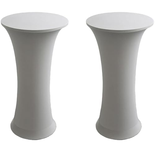 KTLCNDF Runde Stretch-Tischdecke, 2er-Pack (24/32 X 43 Zoll) – Elastische, Angepasste Cocktailtischdecke for Hochzeiten, Kneipen(Gray,32x43Inch) von KTLCNDF