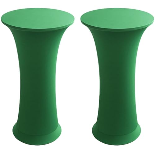 KTLCNDF Runde Stretch-Tischdecke, 2er-Pack (24/32 X 43 Zoll) – Elastische, Angepasste Cocktailtischdecke for Hochzeiten, Kneipen(Green,24x43 Inch) von KTLCNDF