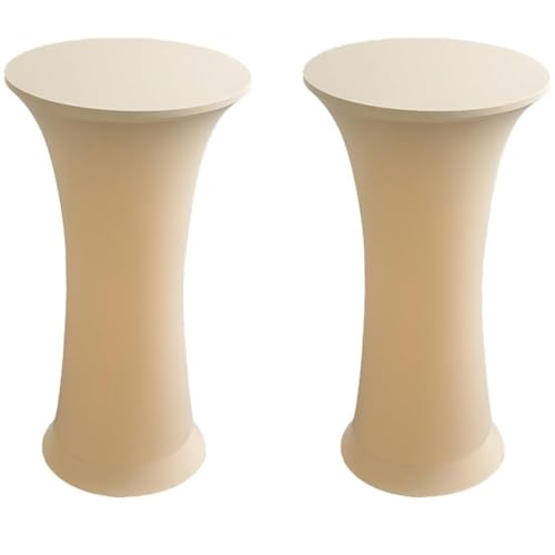 KTLCNDF Runde Stretch-Tischdecke, 2er-Pack (24/32 X 43 Zoll) – Elastische, Angepasste Cocktailtischdecke for Hochzeiten, Kneipen(Khaki,32x43Inch) von KTLCNDF