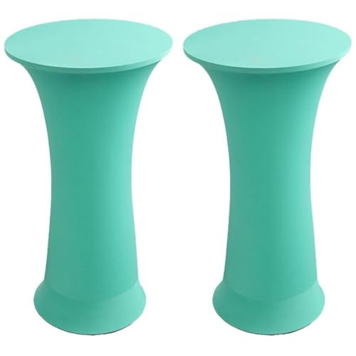 KTLCNDF Runde Stretch-Tischdecke, 2er-Pack (24/32 X 43 Zoll) – Elastische, Angepasste Cocktailtischdecke for Hochzeiten, Kneipen(Light Green,24x43 Inch) von KTLCNDF