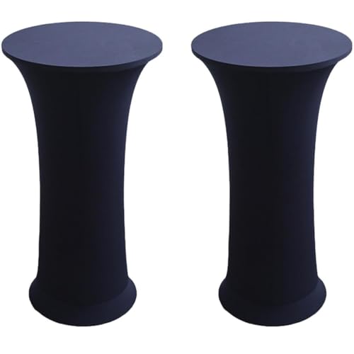 KTLCNDF Runde Stretch-Tischdecke, 2er-Pack (24/32 X 43 Zoll) – Elastische, Angepasste Cocktailtischdecke for Hochzeiten, Kneipen(Navy,24x43 Inch) von KTLCNDF