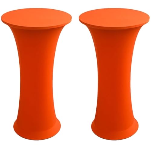 KTLCNDF Runde Stretch-Tischdecke, 2er-Pack (24/32 X 43 Zoll) – Elastische, Angepasste Cocktailtischdecke for Hochzeiten, Kneipen(Orange,32x43Inch) von KTLCNDF