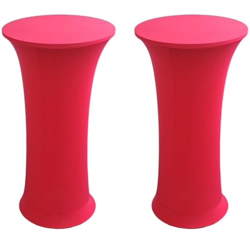 KTLCNDF Runde Stretch-Tischdecke, 2er-Pack (24/32 X 43 Zoll) – Elastische, Angepasste Cocktailtischdecke for Hochzeiten, Kneipen(Rose,32x43Inch) von KTLCNDF