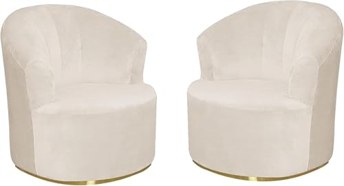 KTLCNDF Samt-Schonbezüge for Drehstühle, 2er-Set – Stretch-Stuhlbezüge for Akzentstühle, Runde Clubsessel-Schoner Mit Elastischen Kanten(Beige) von KTLCNDF