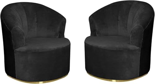 KTLCNDF Samt-Schonbezüge for Drehstühle, 2er-Set – Stretch-Stuhlbezüge for Akzentstühle, Runde Clubsessel-Schoner Mit Elastischen Kanten(Black) von KTLCNDF