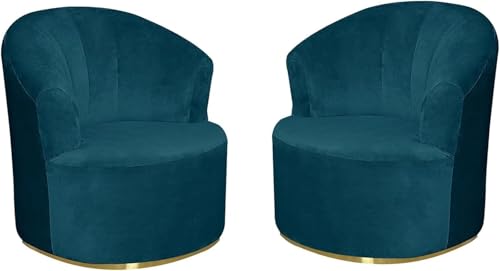 KTLCNDF Samt-Schonbezüge for Drehstühle, 2er-Set – Stretch-Stuhlbezüge for Akzentstühle, Runde Clubsessel-Schoner Mit Elastischen Kanten(Deepwater Blue) von KTLCNDF
