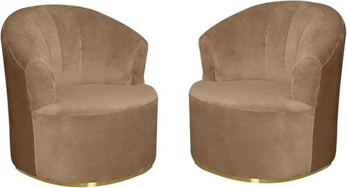 KTLCNDF Samt-Schonbezüge for Drehstühle, 2er-Set – Stretch-Stuhlbezüge for Akzentstühle, Runde Clubsessel-Schoner Mit Elastischen Kanten(Dermis) von KTLCNDF