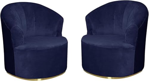 KTLCNDF Samt-Schonbezüge for Drehstühle, 2er-Set – Stretch-Stuhlbezüge for Akzentstühle, Runde Clubsessel-Schoner Mit Elastischen Kanten(Tibetan Blue) von KTLCNDF