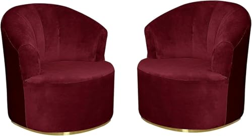 KTLCNDF Samt-Schonbezüge for Drehstühle, 2er-Set – Stretch-Stuhlbezüge for Akzentstühle, Runde Clubsessel-Schoner Mit Elastischen Kanten(Wine Red) von KTLCNDF