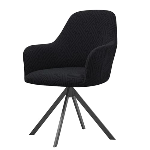 KTLCNDF Samtschoner for Sessel – Set mit 1/2/4/6 Stretch-Schonbezügen for Stühle mit gebogener Rückenlehne und Armlehnen – weicher Schutz for Büro- und Esszimmerstühle(Black,1PCS) von KTLCNDF