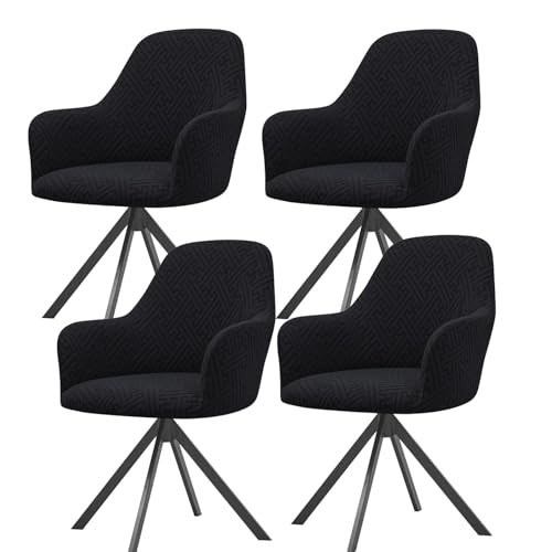 KTLCNDF Samtschoner for Sessel – Set mit 1/2/4/6 Stretch-Schonbezügen for Stühle mit gebogener Rückenlehne und Armlehnen – weicher Schutz for Büro- und Esszimmerstühle(Black,4PCS) von KTLCNDF