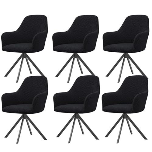 KTLCNDF Samtschoner for Sessel – Set mit 1/2/4/6 Stretch-Schonbezügen for Stühle mit gebogener Rückenlehne und Armlehnen – weicher Schutz for Büro- und Esszimmerstühle(Black,6PCS) von KTLCNDF