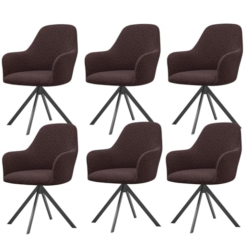KTLCNDF Samtschoner for Sessel – Set mit 1/2/4/6 Stretch-Schonbezügen for Stühle mit gebogener Rückenlehne und Armlehnen – weicher Schutz for Büro- und Esszimmerstühle(Dark Coffee,6PCS) von KTLCNDF