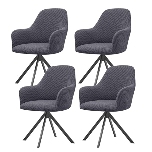 KTLCNDF Samtschoner for Sessel – Set mit 1/2/4/6 Stretch-Schonbezügen for Stühle mit gebogener Rückenlehne und Armlehnen – weicher Schutz for Büro- und Esszimmerstühle(Dark Gray,4PCS) von KTLCNDF