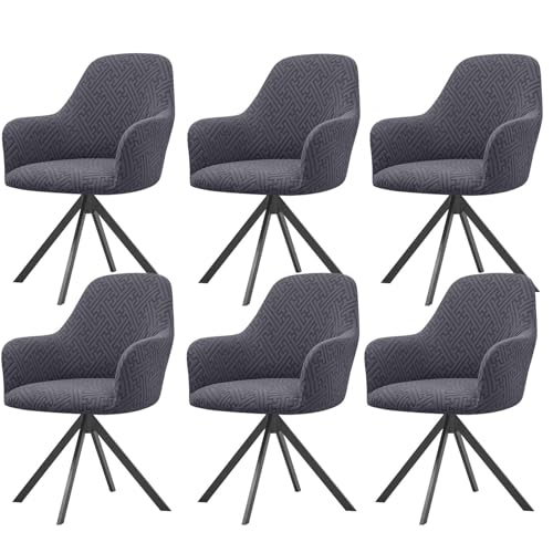 KTLCNDF Samtschoner for Sessel – Set mit 1/2/4/6 Stretch-Schonbezügen for Stühle mit gebogener Rückenlehne und Armlehnen – weicher Schutz for Büro- und Esszimmerstühle(Dark Gray,6PCS) von KTLCNDF