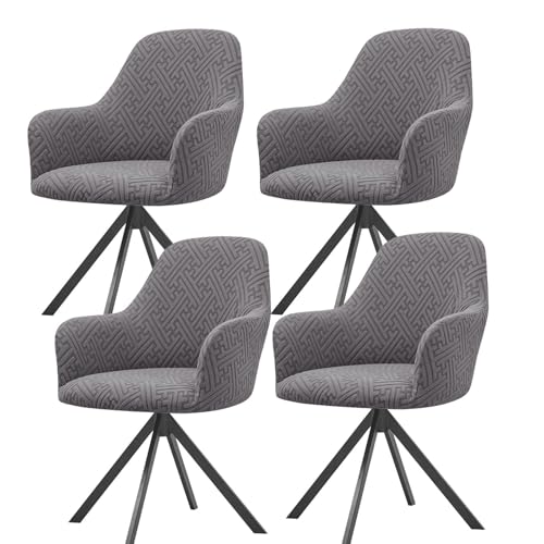 KTLCNDF Samtschoner for Sessel – Set mit 1/2/4/6 Stretch-Schonbezügen for Stühle mit gebogener Rückenlehne und Armlehnen – weicher Schutz for Büro- und Esszimmerstühle(Gray,4PCS) von KTLCNDF