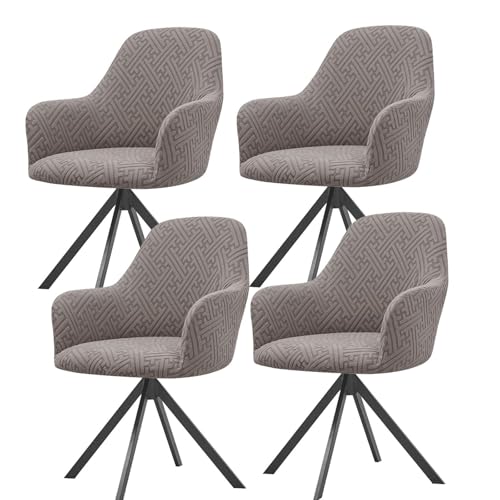 KTLCNDF Samtschoner for Sessel – Set mit 1/2/4/6 Stretch-Schonbezügen for Stühle mit gebogener Rückenlehne und Armlehnen – weicher Schutz for Büro- und Esszimmerstühle(Khaki,4PCS) von KTLCNDF