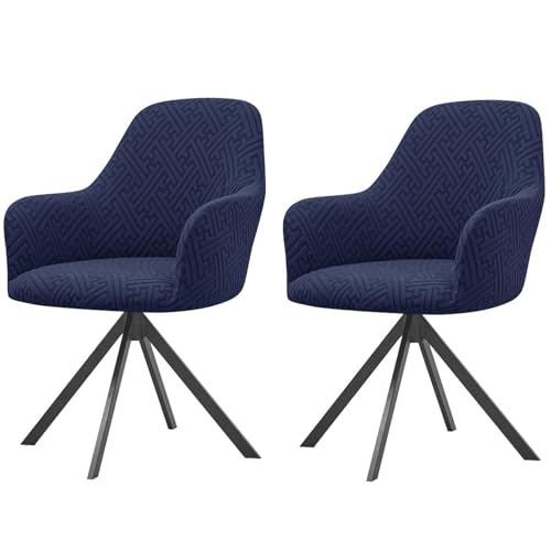 KTLCNDF Samtschoner for Sessel – Set mit 1/2/4/6 Stretch-Schonbezügen for Stühle mit gebogener Rückenlehne und Armlehnen – weicher Schutz for Büro- und Esszimmerstühle(Navy Blue,2PCS) von KTLCNDF