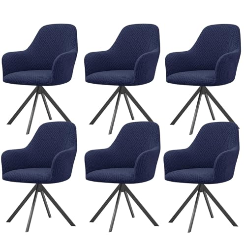 KTLCNDF Samtschoner for Sessel – Set mit 1/2/4/6 Stretch-Schonbezügen for Stühle mit gebogener Rückenlehne und Armlehnen – weicher Schutz for Büro- und Esszimmerstühle(Navy Blue,6PCS) von KTLCNDF