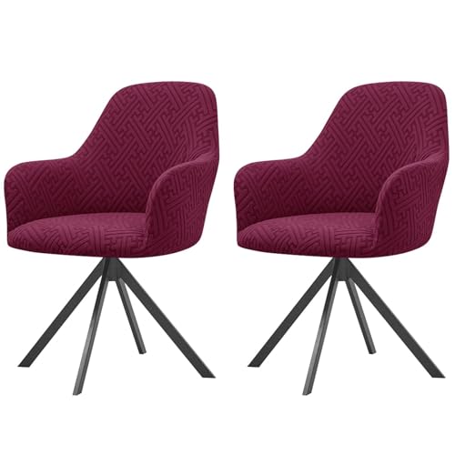 KTLCNDF Samtschoner for Sessel – Set mit 1/2/4/6 Stretch-Schonbezügen for Stühle mit gebogener Rückenlehne und Armlehnen – weicher Schutz for Büro- und Esszimmerstühle(Wine Red,2PCS) von KTLCNDF