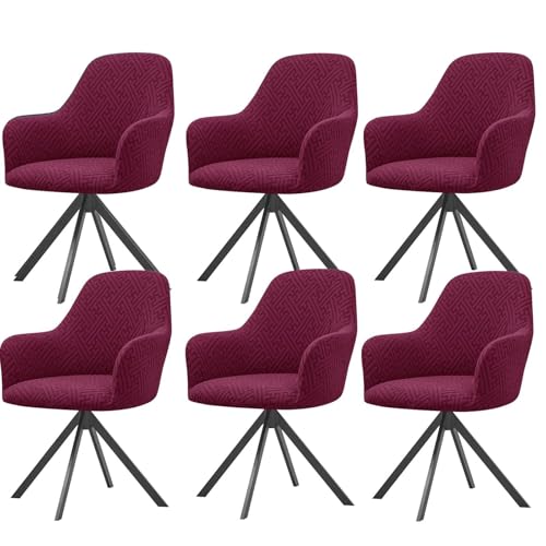 KTLCNDF Samtschoner for Sessel – Set mit 1/2/4/6 Stretch-Schonbezügen for Stühle mit gebogener Rückenlehne und Armlehnen – weicher Schutz for Büro- und Esszimmerstühle(Wine Red,6PCS) von KTLCNDF