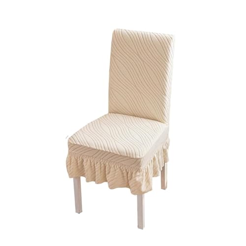 KTLCNDF Stretch-Esszimmerstuhlhussen mit Rock – 2/4/6 Sets waschbarer Stuhlhussen – kratzfester Schutz for Küche und Bankette(Beige,1PCS) von KTLCNDF