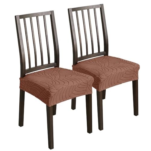 KTLCNDF Stretch-Jacquard-Esszimmerstuhlbezüge, 6er-Pack, Dunkelgrau, Groß – Abnehmbarer Und Waschbarer Rückenbezug for Esszimmer-/Küchenstühle(Brown,2_Large) von KTLCNDF