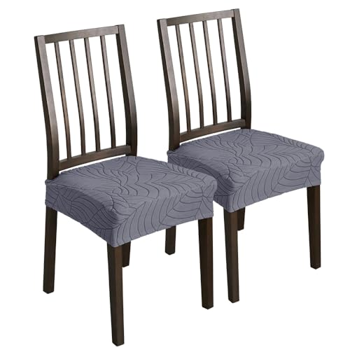 KTLCNDF Stretch-Jacquard-Esszimmerstuhlbezüge, 6er-Pack, Dunkelgrau, Groß – Abnehmbarer Und Waschbarer Rückenbezug for Esszimmer-/Küchenstühle(Dark Grey,2_Large) von KTLCNDF