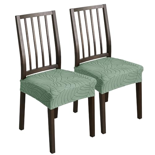 KTLCNDF Stretch-Jacquard-Esszimmerstuhlbezüge, 6er-Pack, Dunkelgrau, Groß – Abnehmbarer Und Waschbarer Rückenbezug for Esszimmer-/Küchenstühle(Matcha Green,2_Large) von KTLCNDF