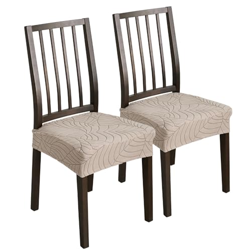 KTLCNDF Stretch-Jacquard-Esszimmerstuhlbezüge, 6er-Pack, Dunkelgrau, Groß – Abnehmbarer Und Waschbarer Rückenbezug for Esszimmer-/Küchenstühle(Taupe,2_Large) von KTLCNDF