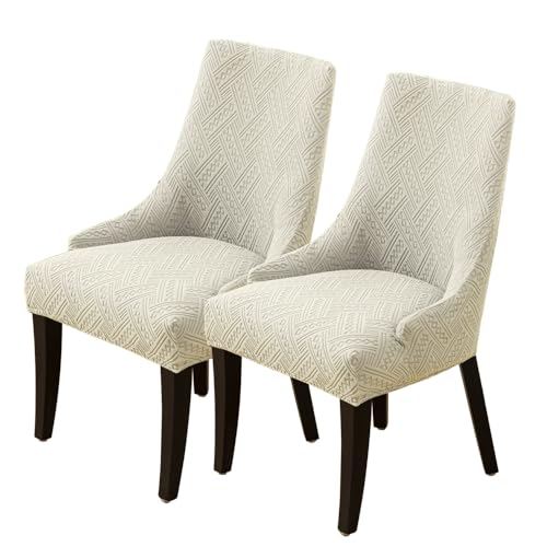 KTLCNDF Stretch-Schonbezug for Ohrensessel Im Esszimmer – Weicher, Atmungsaktiver, Waschbarer Schutz, Passt for Die Meisten Ohrensessel Ohne Armlehnen(Beige,2PCS) von KTLCNDF