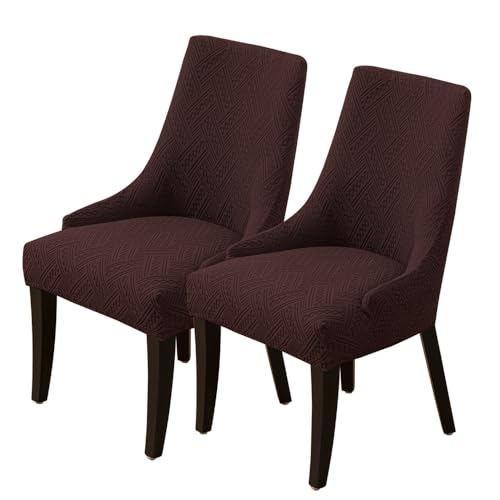 KTLCNDF Stretch-Schonbezug for Ohrensessel Im Esszimmer – Weicher, Atmungsaktiver, Waschbarer Schutz, Passt for Die Meisten Ohrensessel Ohne Armlehnen(Coffee,2PCS) von KTLCNDF