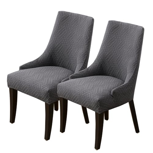 KTLCNDF Stretch-Schonbezug for Ohrensessel Im Esszimmer – Weicher, Atmungsaktiver, Waschbarer Schutz, Passt for Die Meisten Ohrensessel Ohne Armlehnen(Dark Gray,2PCS) von KTLCNDF