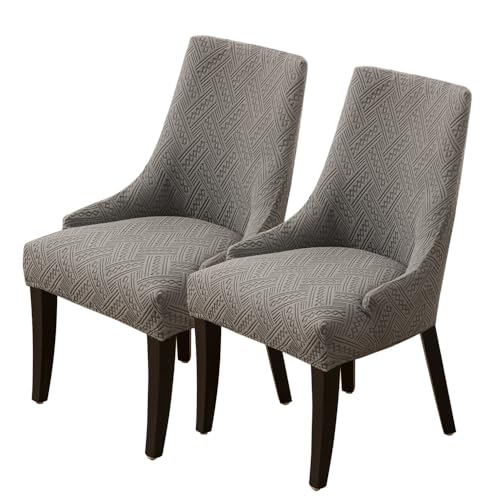 KTLCNDF Stretch-Schonbezug for Ohrensessel Im Esszimmer – Weicher, Atmungsaktiver, Waschbarer Schutz, Passt for Die Meisten Ohrensessel Ohne Armlehnen(Gray- Brown,2PCS) von KTLCNDF