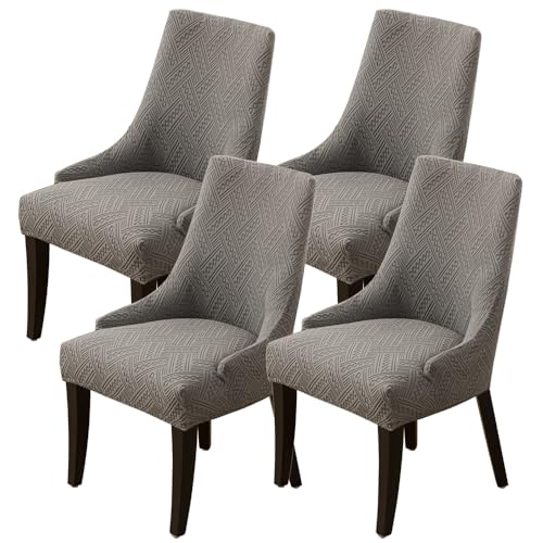 KTLCNDF Stretch-Schonbezug for Ohrensessel Im Esszimmer – Weicher, Atmungsaktiver, Waschbarer Schutz, Passt for Die Meisten Ohrensessel Ohne Armlehnen(Gray- Brown,4PCS) von KTLCNDF