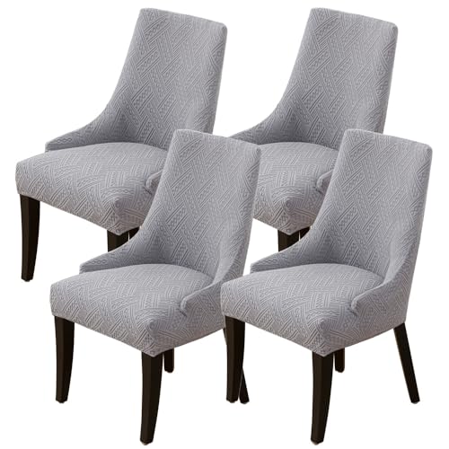 KTLCNDF Stretch-Schonbezug for Ohrensessel Im Esszimmer – Weicher, Atmungsaktiver, Waschbarer Schutz, Passt for Die Meisten Ohrensessel Ohne Armlehnen(Light Gray,4PCS) von KTLCNDF