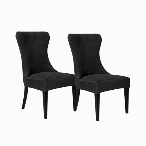 KTLCNDF Stretch-Sesselbezug-Set Aus Samt, Wiederverwendbarer Sesselbezug Mit Elastischem Rand, Weicher Schutz for Die Bankettdekoration Zu Hause(Black,Set of 2) von KTLCNDF