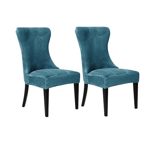 KTLCNDF Stretch-Sesselbezug-Set Aus Samt, Wiederverwendbarer Sesselbezug Mit Elastischem Rand, Weicher Schutz for Die Bankettdekoration Zu Hause(Blue,Set of 2) von KTLCNDF
