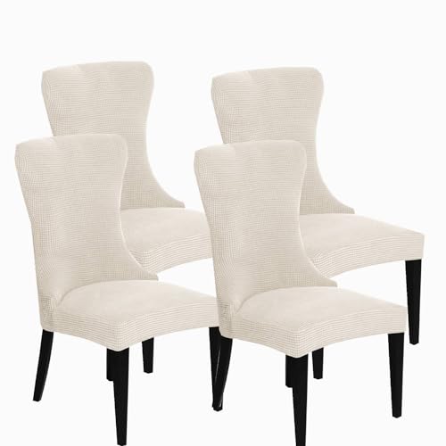 KTLCNDF Stretch-Sesselbezug-Set for Ohrensessel – 85% Polyester, 15% Spandex, Wiederverwendbar, rutschfest, Geeignet for Die Dekoration Von Bankettsälen(Beige,Set of 4) von KTLCNDF