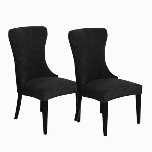 KTLCNDF Stretch-Sesselbezug-Set for Ohrensessel – 85% Polyester, 15% Spandex, Wiederverwendbar, rutschfest, Geeignet for Die Dekoration Von Bankettsälen(Black,Set of 2) von KTLCNDF