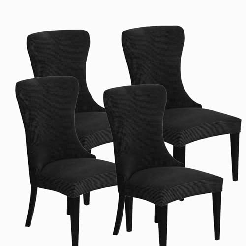 KTLCNDF Stretch-Sesselbezug-Set for Ohrensessel – 85% Polyester, 15% Spandex, Wiederverwendbar, rutschfest, Geeignet for Die Dekoration Von Bankettsälen(Black,Set of 4) von KTLCNDF