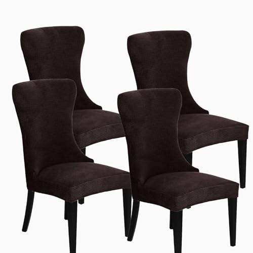KTLCNDF Stretch-Sesselbezug-Set for Ohrensessel – 85% Polyester, 15% Spandex, Wiederverwendbar, rutschfest, Geeignet for Die Dekoration Von Bankettsälen(Dark Brown,Set of 4) von KTLCNDF