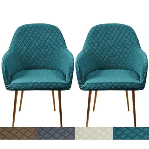 KTLCNDF Stretch-Stuhlhussen Mit Gebogener Rückenlehne Und Armlehnen – 1er-/2er-/4er-Set – Schonbezüge Mit Karomuster for Esszimmer- Und Bürostühle(Blue,2PCS) von KTLCNDF