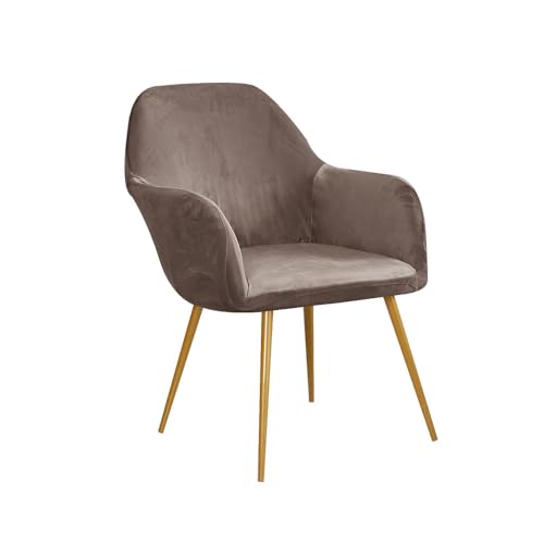 KTLCNDF Stuhlbezug Mit Geschwungener Rückenlehne Aus Samt – Superweicher, Dehnbarer Schonbezug for Esszimmer, Büro Und Veranstaltungen(Light Curry,1_MEDIUM) von KTLCNDF